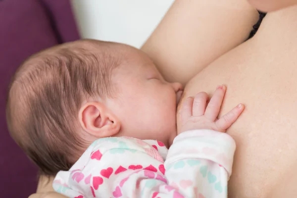 Bebé recién nacido durante la lactancia — Foto de Stock