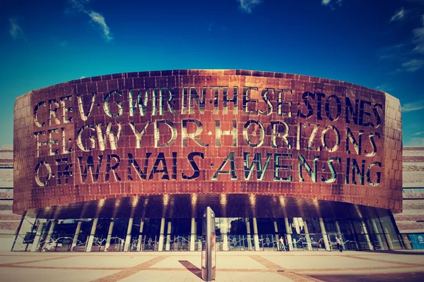 Galler'deki Cardiff Millennium Centre'ın inşası, Birleşik Krallık — Stok fotoğraf