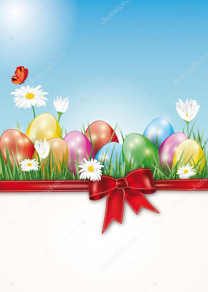 Happy Easter card with easter eggs and place for text