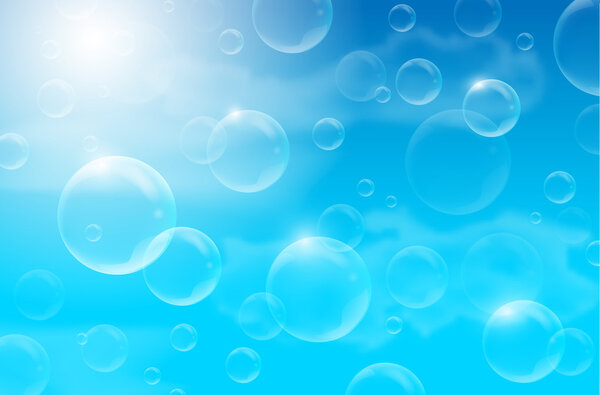 Abstract background with blue sky and air bubbles