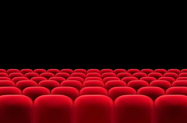 Zuschauerraum mit roten Sitzreihen — Stockvektor