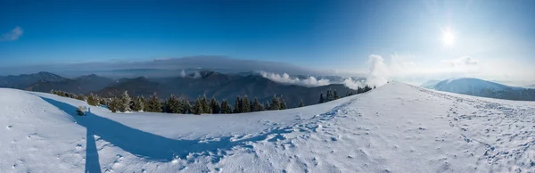 阳光灿烂的冬天山的全景 — 图库照片