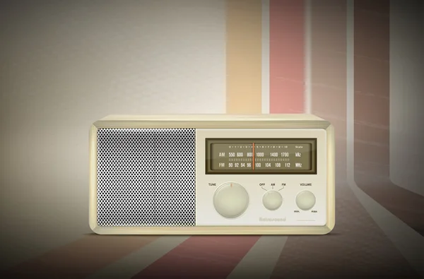 Radio de madera vintage sobre fondo de banda retro — Archivo Imágenes Vectoriales