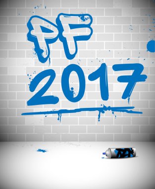Tuğla duvar - Pf 2017 mavi grafiti