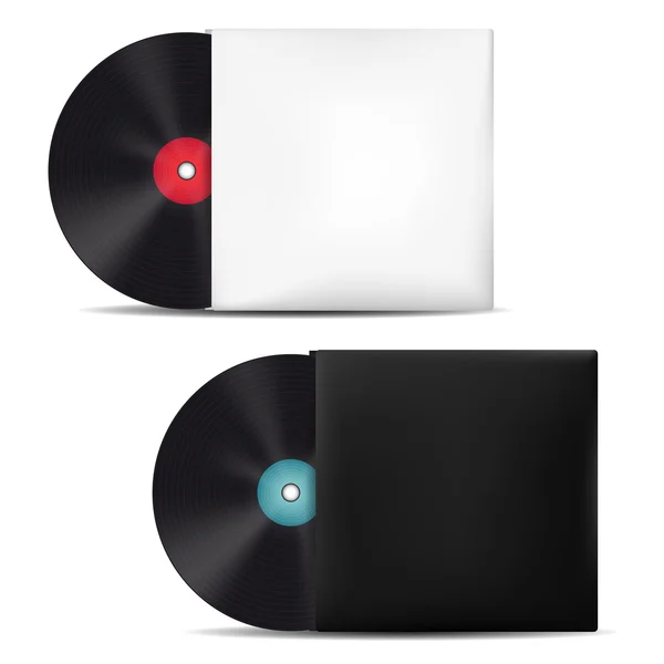 Schallplatten in weißen Hüllen auf weißem Hintergrund — Stockvektor