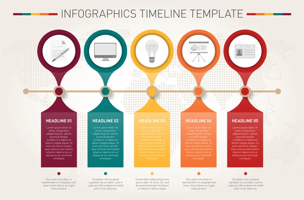 Moderno modello di timeline infografica — Vettoriale Stock