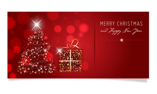 Boże Narodzenie i nowy rok karty z drzewa i prezent — Wektor stockowy