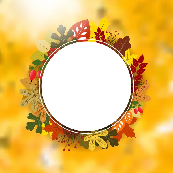 Blank circle frame on autumnal background — Stock Vector