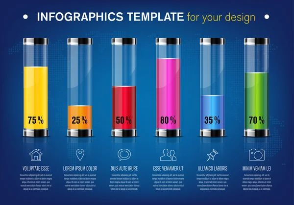 Modèle de conception moderne pour infographies avec tubes en verre — Image vectorielle