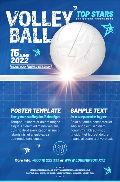 Plantilla Póster Para Diseño Voleibol Con Texto Muestra Capa Separada — Archivo Imágenes Vectoriales