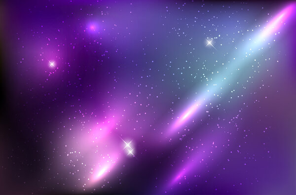 Фон космоса с блестящими звездами и лучами
