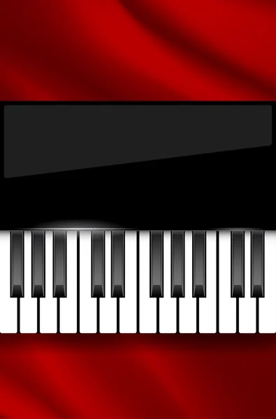 Tejido ondulado rojo y teclado de piano - fondo para cartel de música — Archivo Imágenes Vectoriales