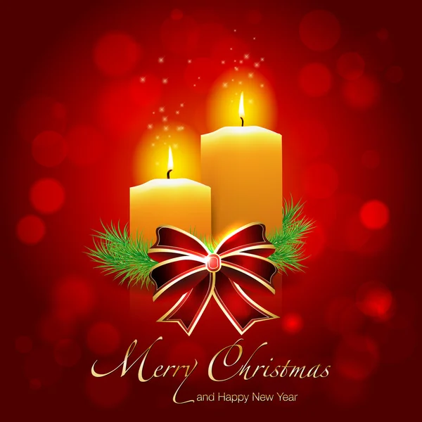 Christmas card with candles on shiny background — 图库矢量图片