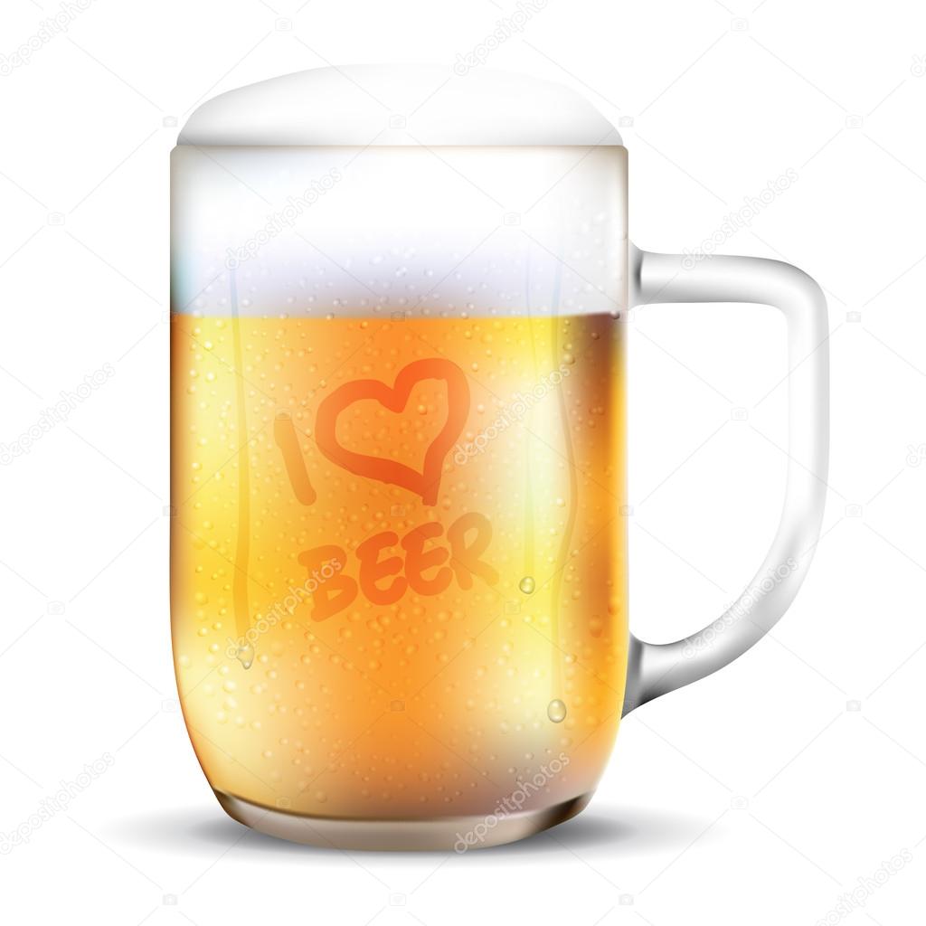 Dewy glass of beer - I LOVE BEER