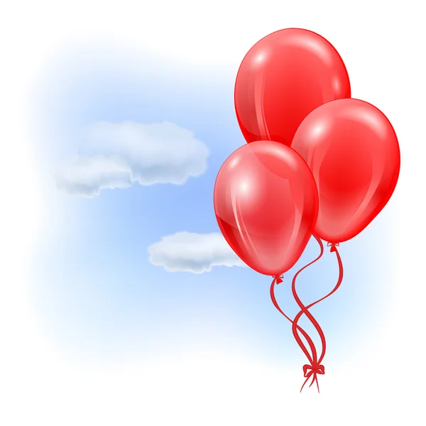 Red inflatable balloons in the air — Stock Vector