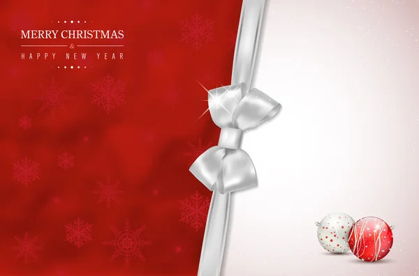Neşeli Noel ve mutlu yeni yıl kartı gümüş yay ile