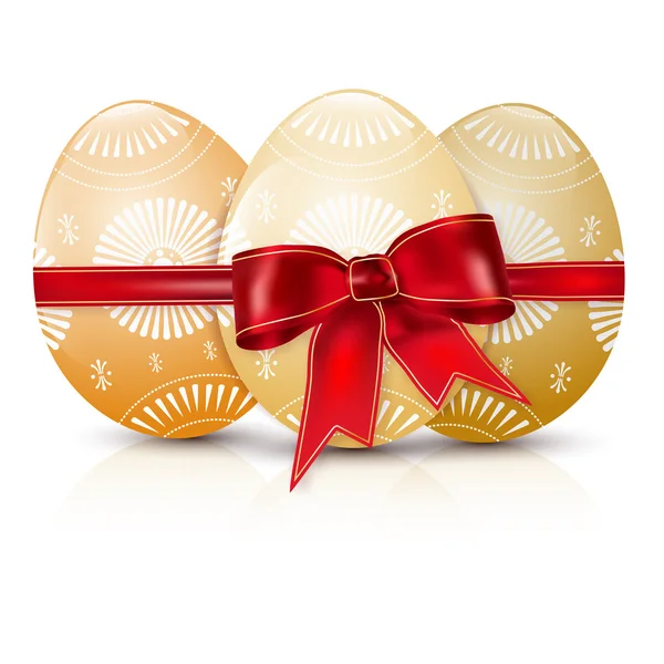 Huevos de Pascua brillantes con lazo rojo — Archivo Imágenes Vectoriales