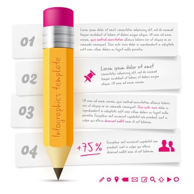 Infographics template with lead pencil and paper frames