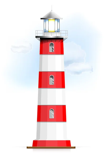 Phare avec ciel et nuages — Image vectorielle