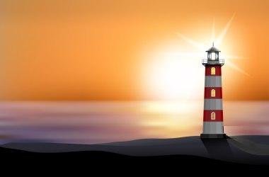 Gün batımında sahil deniz feneri