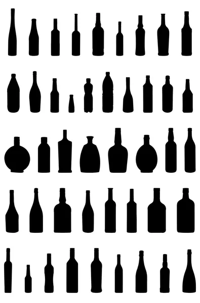 Ensemble de silhouettes de bouteilles — Image vectorielle