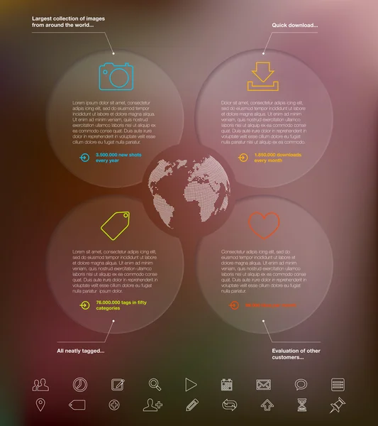 Modern infographics template with icons and sample text — Stock Vector