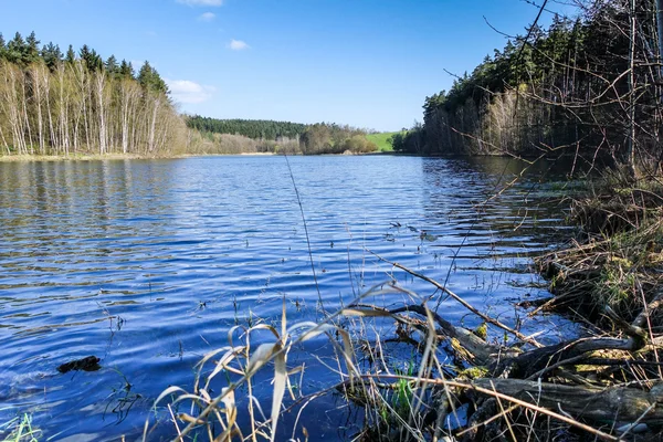 Paisaje de primavera con lago —  Fotos de Stock