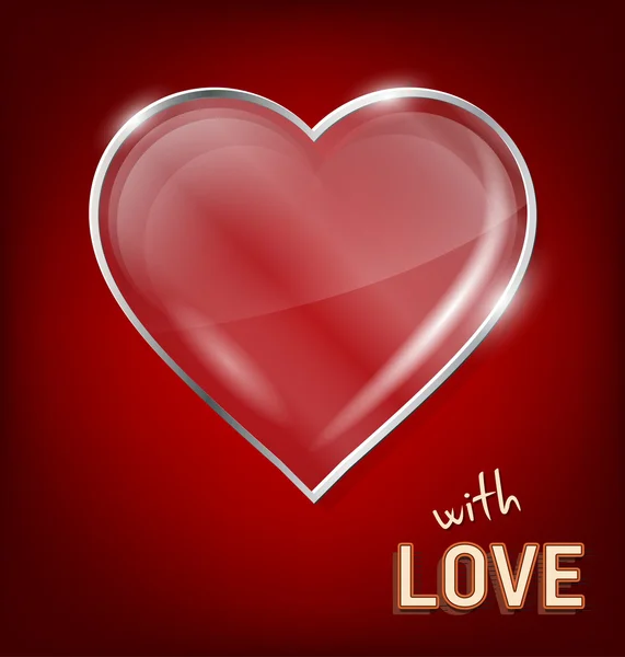 Genomskinligt glas hjärta med kärlek — Stock vektor