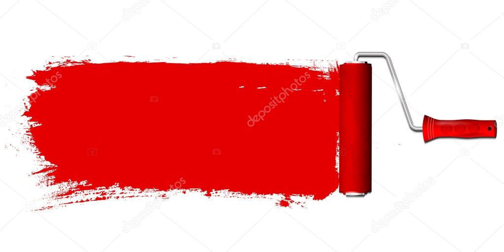 Paint roller and red color background — Stock Vector © Machacek 81955362