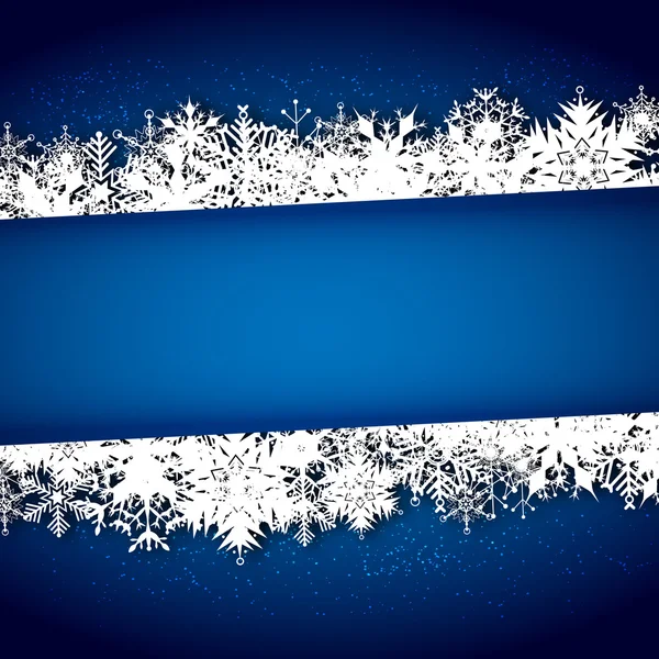 Tarjeta azul de Navidad con copos de nieve — Vector de stock