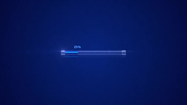 Glänzende gläserne Ladebank auf blauem, wenig lauten Hintergrund — Stockvideo