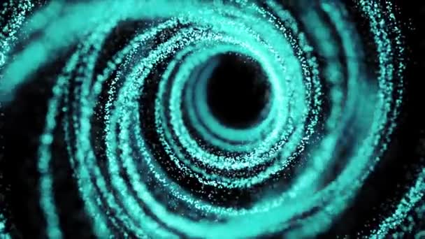 Let přes abstraktní modrá spirála pohybu částic s úžasnou hloubkou ostrosti — Stock video