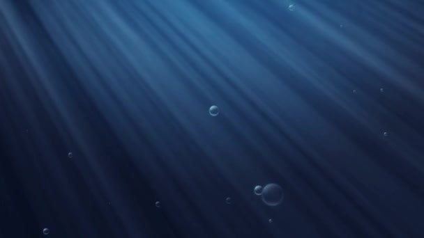Scéna pod hladinou - bubliny a světelné paprsky — Stock video