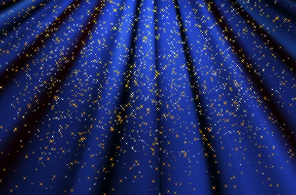 Fond bleu ondulé avec des étoiles brillantes — Image vectorielle