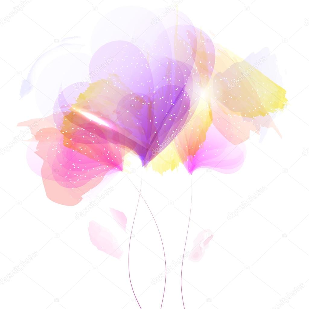 Abstract flowers in watercolor style