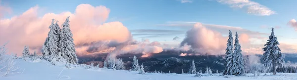 Pôr-do-sol incrível nas montanhas de inverno — Fotografia de Stock