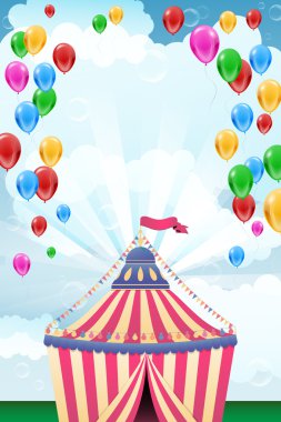 Sirk çadırı ve uçan balon - metin için yer