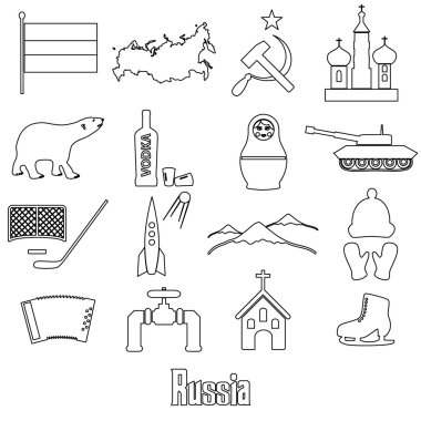 Eps10 Rusya ülke Tema anahat sembolleri Icons set