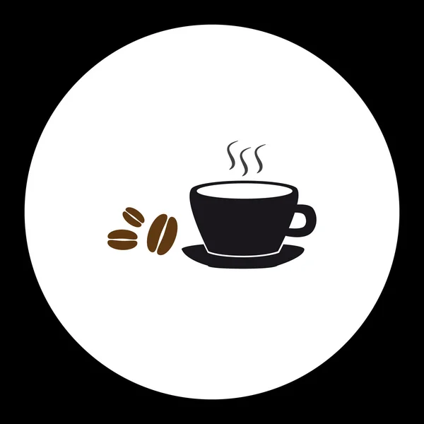 Taza de café negro simple y granos de café icono eps10 — Vector de stock