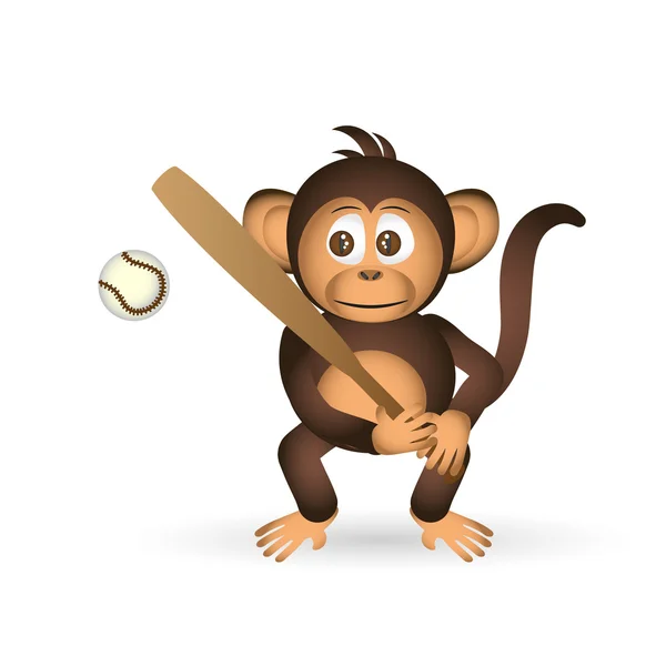 Mignon chimpanzé tenant baseball batte sport petit singe eps10 — Image vectorielle