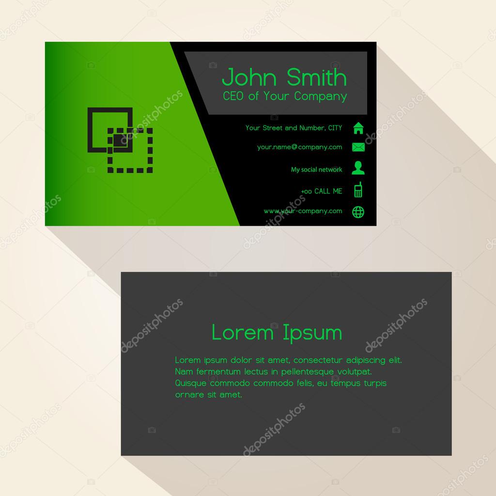 simple black and green business card design eps10