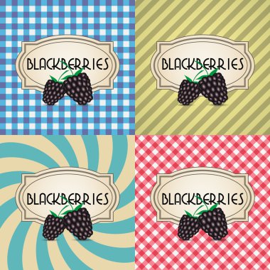 dört tür retro Desenli Etiketler için böğürtlen eps10