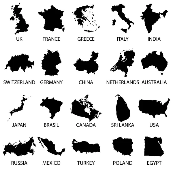 Mapas simples de la colección de diferentes países eps10 — Vector de stock