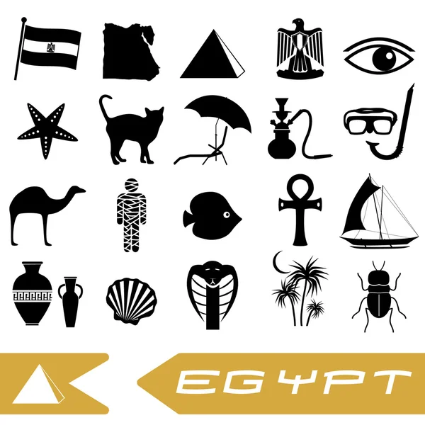 Egypte pays thème symboles contour icônes ensemble eps10 — Image vectorielle