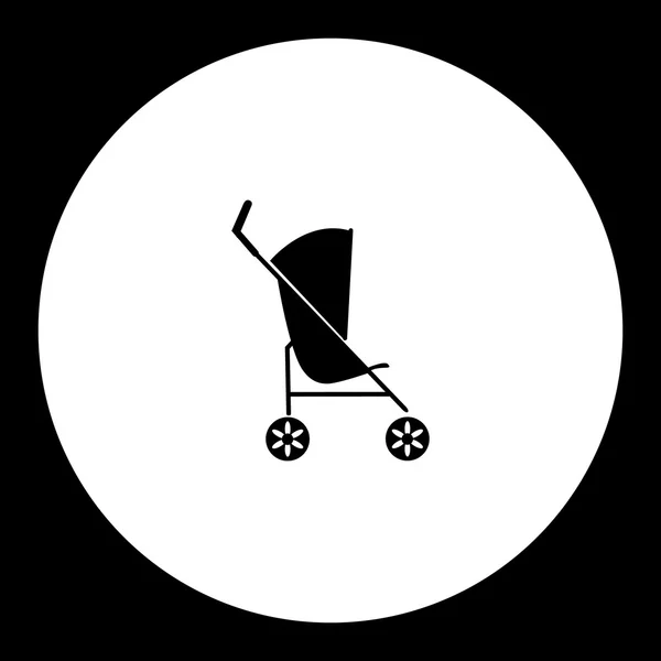 Simple black sport stroller for baby cradle icon eps10 — Stock Vector