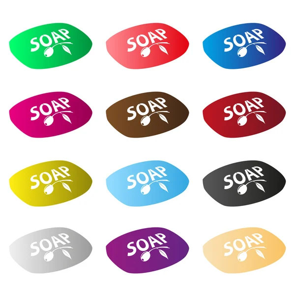 Διάφορες χρώμα σαπούνι και φυσικό προϊόν τα εικονίδια eps10 — Διανυσματικό Αρχείο