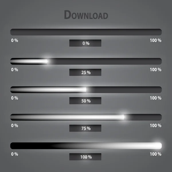 Black and gray lights internet download bars set eps10 — Stock Vector