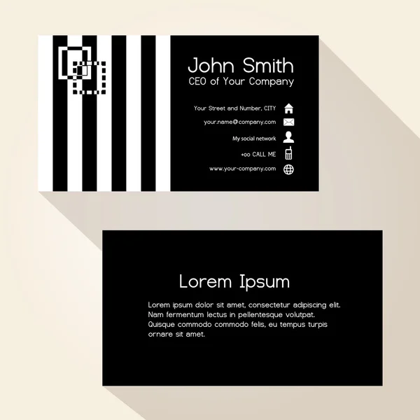 Enkla zebra ränder svart visitkort design eps10 — Stock vektor