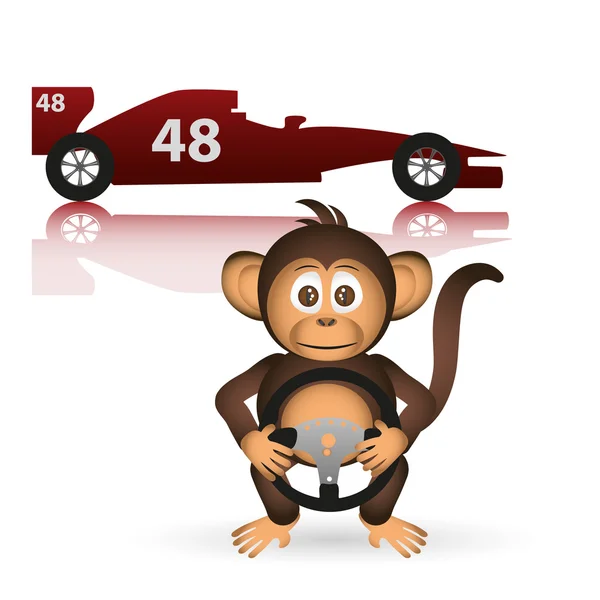 Милий шимпанзе формула водія спорт маленька мавпа eps10 — стоковий вектор