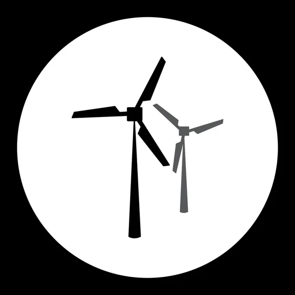 Dwa czarnego wiatru elektrowni na białym tle czarny eps10 — Wektor stockowy
